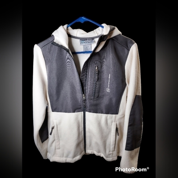 Free Country hoodie jacket small mirco-fleece off white& gray - Picture 8 of 16